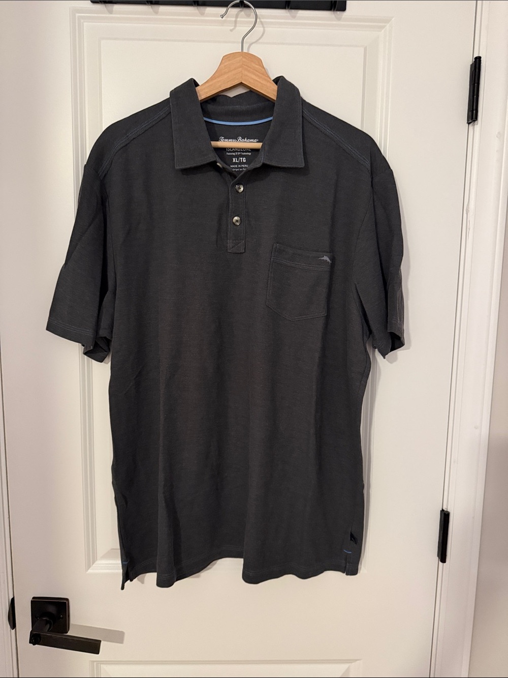 Tommy Bahama Men's Dark Gray Pocket Polo